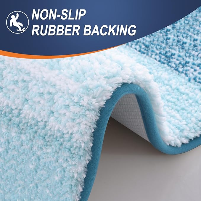 OLANLY Large Bathroom Rugs Mat 54x24, Extra Soft Absorbent Microfiber Bath Rugs, Rubber Backing, Quick Dry, Washable Bath Mats for Bathroom Floor, Tub and Shower, Home Decor Accessories, Peacock Blue