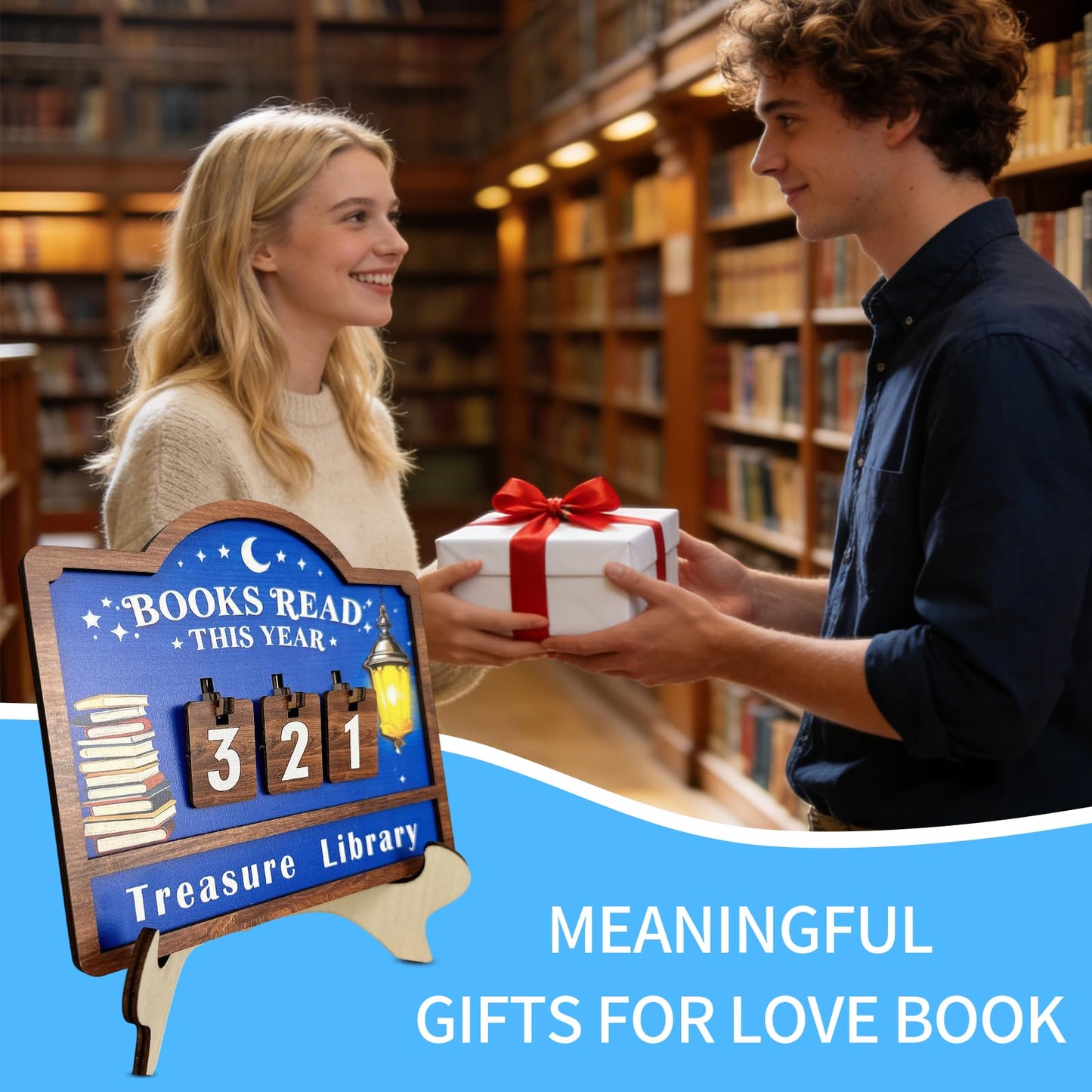 Reading Tracker Counter Sign, Wooden Books Read This Year Display, Book Lover Gift for Librarian, Reader, Teacher, Women, Wall and Table Decor for Home Library, Teachers, Book Lovers