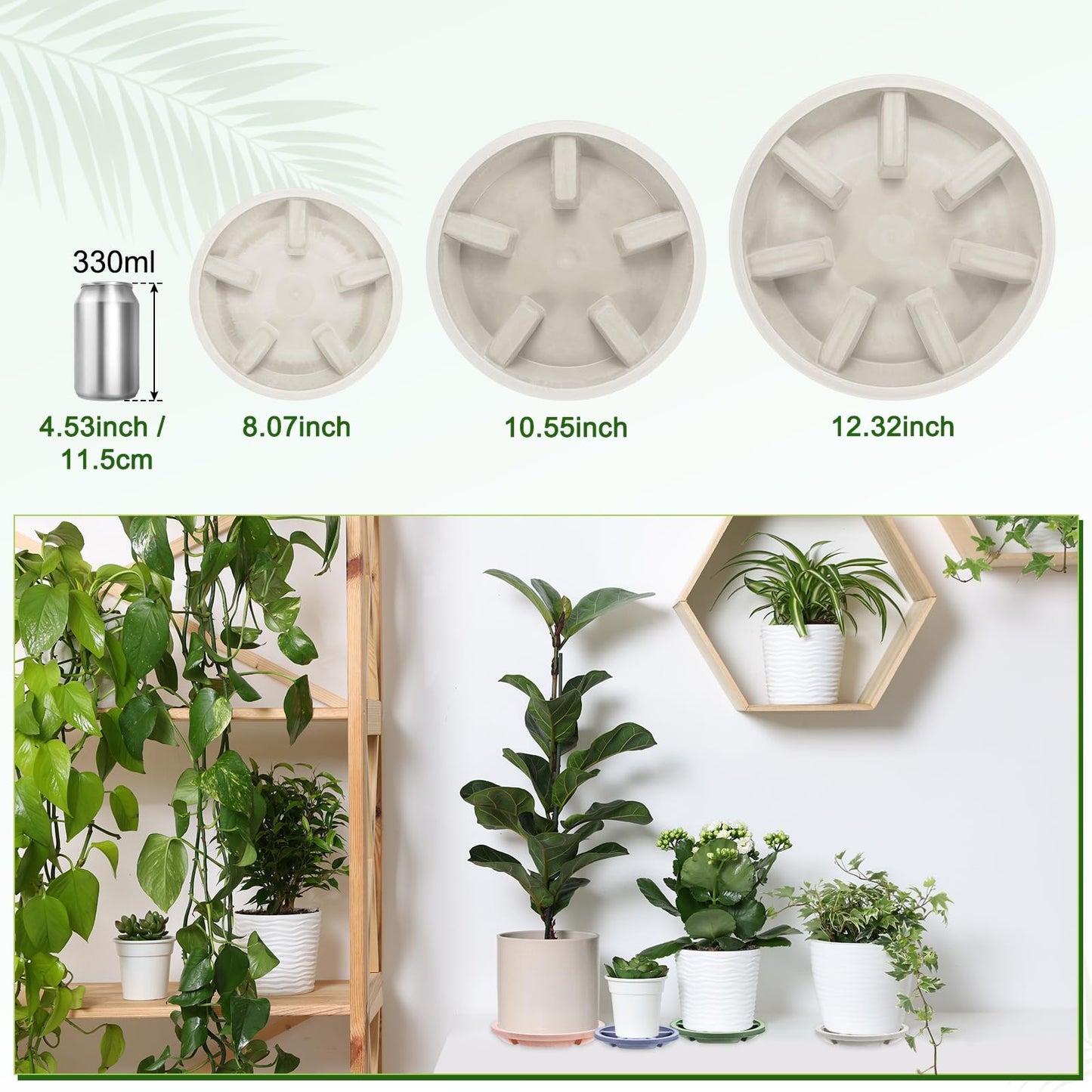 M METERXITY 2-Pack Plant Saucer, 6.3 Inch/16 cm Plastic Plant Trays Thicker for Pots/Indoor/Outdoor/Water Drainage and Protection, Flowerpot Drip Tray [Mocha]