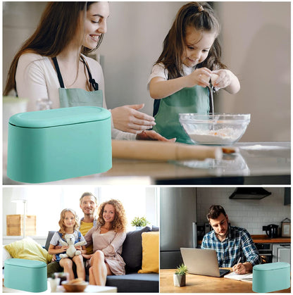 LTWQLing Mini Trash Can with Lid - Removable Small Garbage Can, Tiny Plastic Trash Bin, Pop Up Countertop Wastebasket, Counter Garbage Lint Bin for Bathroom,Office,Kitchen,Desk,Coffee Table(Sky Blue)