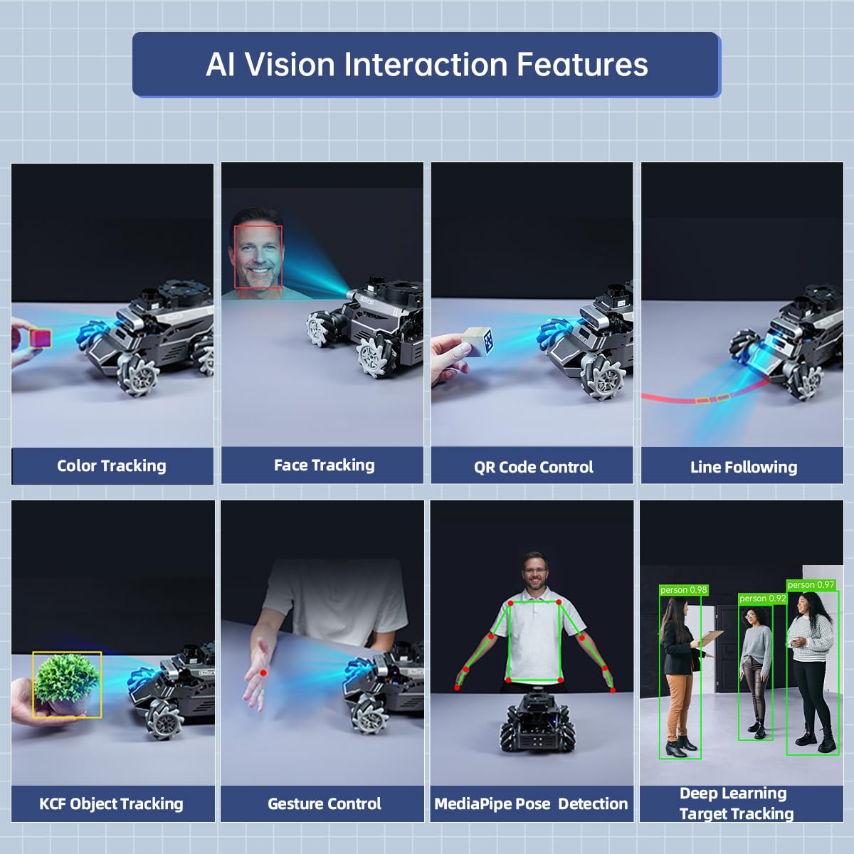 HIWONDER ROS2 Robot Car for Jetson RPi Gemini ChatGPT Large AI Models Depth Camera SLAM Mapping Autonomous Driving Programming Education 3-in-1 Chassis Car, ROSOrin Ultimate Kit & Jetson Nano 4GB