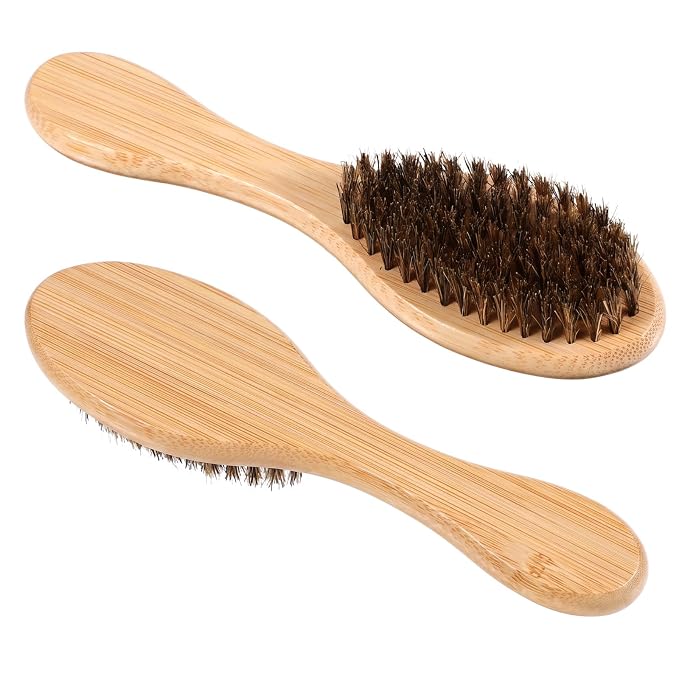 Soft Boar Bristle Dog Brush for Short Haired Dogs Gentle Grooming and Deshedding Tool Wooden Handle Ideal Pet Hair Brush Puppy Essentials for Grooming and Shedding