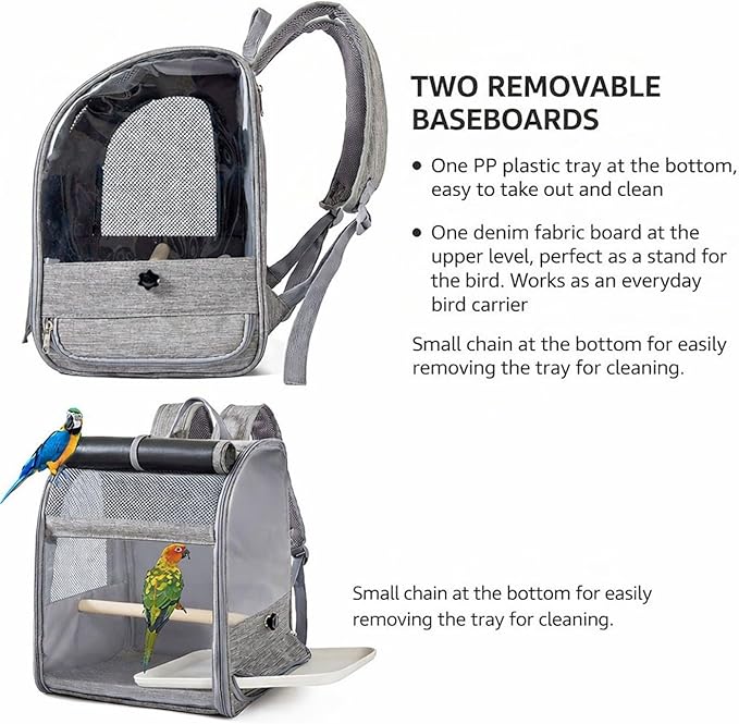 Bird Backpack Carrier,Bird Travel Cage with Standing Perch and Removable Tray,for Small Birds Parrot Parakeet,2,38 * 24 * 31cm