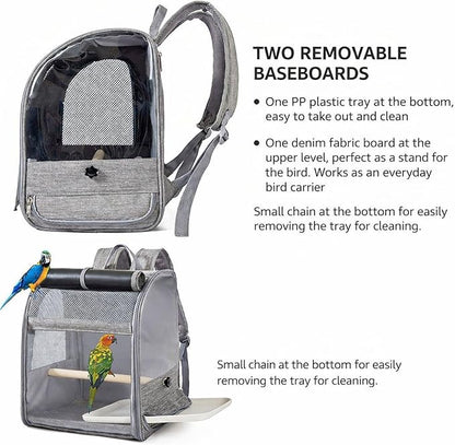 Bird Backpack Carrier,Bird Travel Cage with Standing Perch and Removable Tray,for Small Birds Parrot Parakeet,2,38 * 24 * 31cm