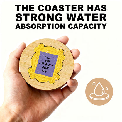 6 PCS Friends Cork Coasters for Drinks, Friends TV Show Merchandise, Funny Wooden Coasters for Drinks with Coaster Holder Home Kitchen Decor, Friend Themed Gifts for Fans