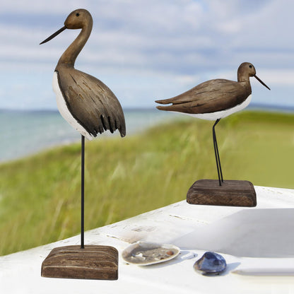 wovorins Wood Bird Statue Nautical Decor Decorative Sea Birds Sculpture Wooden Tabletop Figurine Coastal Ocean Beach Themed Decoration for Home Yard Bathroom Living Room (6.7" H)