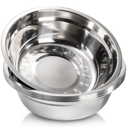 WUWEOT 8 Pack Stainless Steel Prep Bowls, 9.5" x 2.7" Wide Metal Mixing Bowls, 2 Quart Deep Serving Bowl, Round Camping Plates for Cooking, Baking, Prepping, Serving