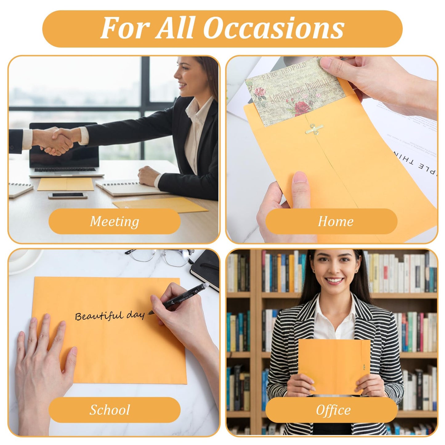 120 Pcs Clasp Envelopes Multi-Size Set with Metal Closure - Large Yellow Envelopes for Document Storage & Secure Mailing, Premium Brown Mailing Envelope Collection (4 Sizes)