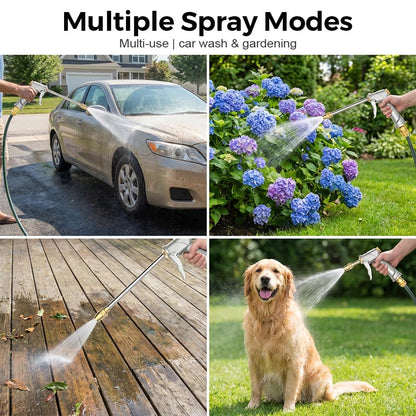 2026 Upgrade High Pressure Hose Nozzle, Turn Any Hose into a High Pressure Water Cleaning Jet, Multi Function Heavy Duty Garden Hose Nozzle, Spray Nozzles for Cleaning Yard Pets Car (ShortRod)