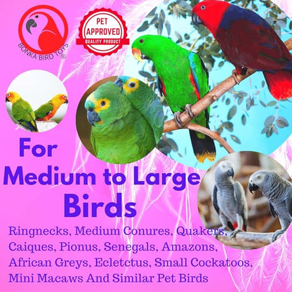 Bonka Bird Toys 1557 Duo Natural Helix Bird Toy 12" with Vine Wood and Natural Fibers 8.5" W for Small to Medium Parrots Budgie Cockatiel Conure Chewing Foraging Cage Toy