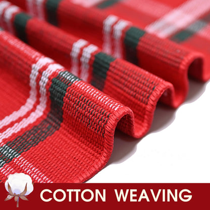 Christmas Red Green White Plaid Rug 8x10 ft, Extra Large Cotton Hand-Woven Buffalo Check Area Rug for Living Room, Bedroom, Patio, Christmas Holiday Farmhouse Decor, Washable Outdoor Indoor Carpet
