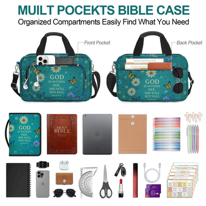 IBOVODI Daisy Bible Cover Case for Women, Vintage Floral Large Bible Bag Carrying Case, Bible Study Supplies Bible Journaling Kit Book Carrying Case with Bible Highlighters Tabs Pens Cross Clips