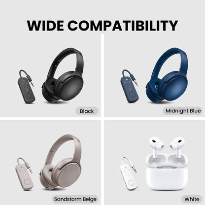 Avantree Relay - Premium Airplane Bluetooth Adapter with Advanced Qualcomm Chipset, 2 Headphones Support, 25hrs Play Time, aptX Adaptive & HD Audio Transmitter for Airpods, Bose & Travel Flight