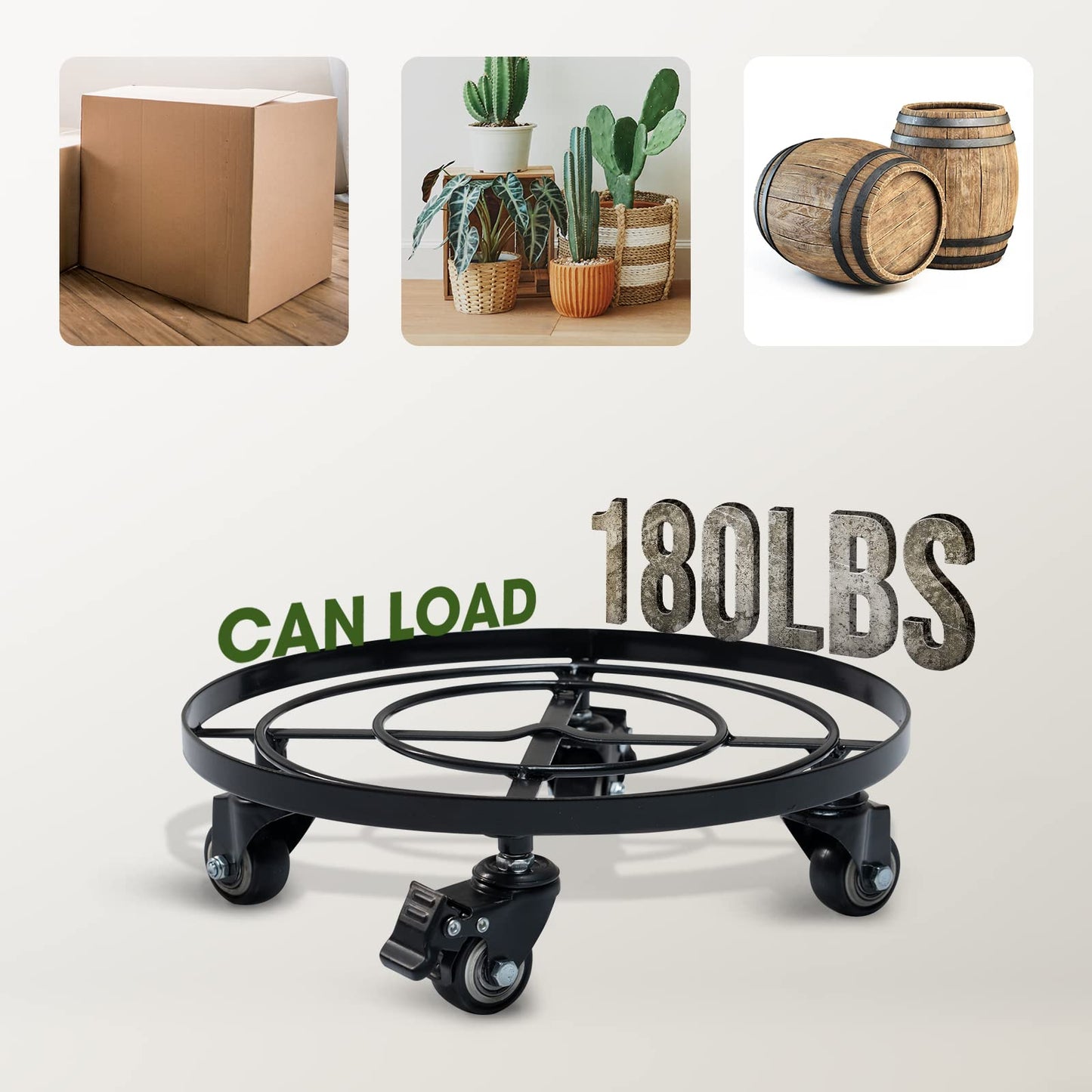 Idzo 2 Pack Upgraded Lockable Metal Heavy Duty Trolley Plant Caddy, Plant Stands, 12 Inch, 2 pcs