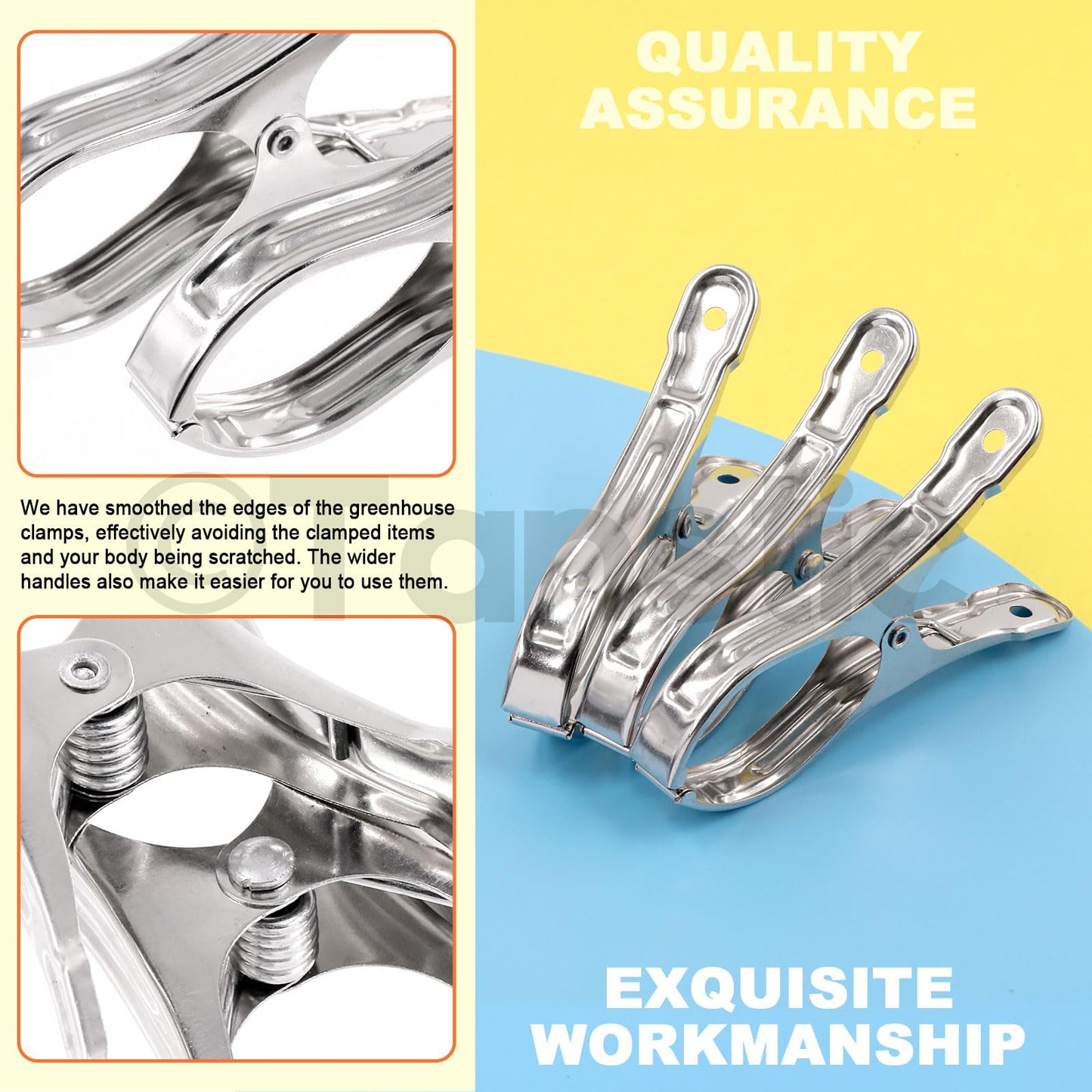 Tanstic 40Pcs 3.5 Inch Stainless Steel Greenhouse Clamps Garden Clips Greenhouse Clips Heavy Duty Garden Clips with Strong Grip and Large Open Mouth for Netting Holding