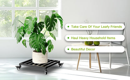 Zhongma 2 Pack 16" x16"x 3.5"H Square Plant Caddy with Wheels, Fully Assembled, Heavy Duty Construction, 300 Lbs Capacity, Load-Bearing Wheels with Brakes, No Installation Required