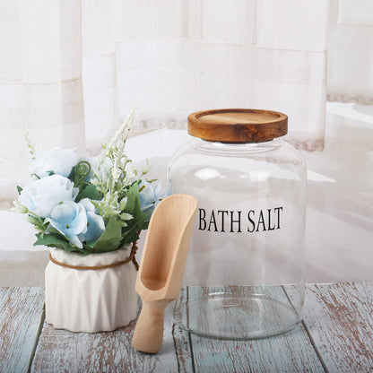 Klmnop 74 oz Glass Bath Salts Jar with Wooden Scoop, Bath Salt Container with Lid, Bathroom Organizers and Bath Decor(Clear)