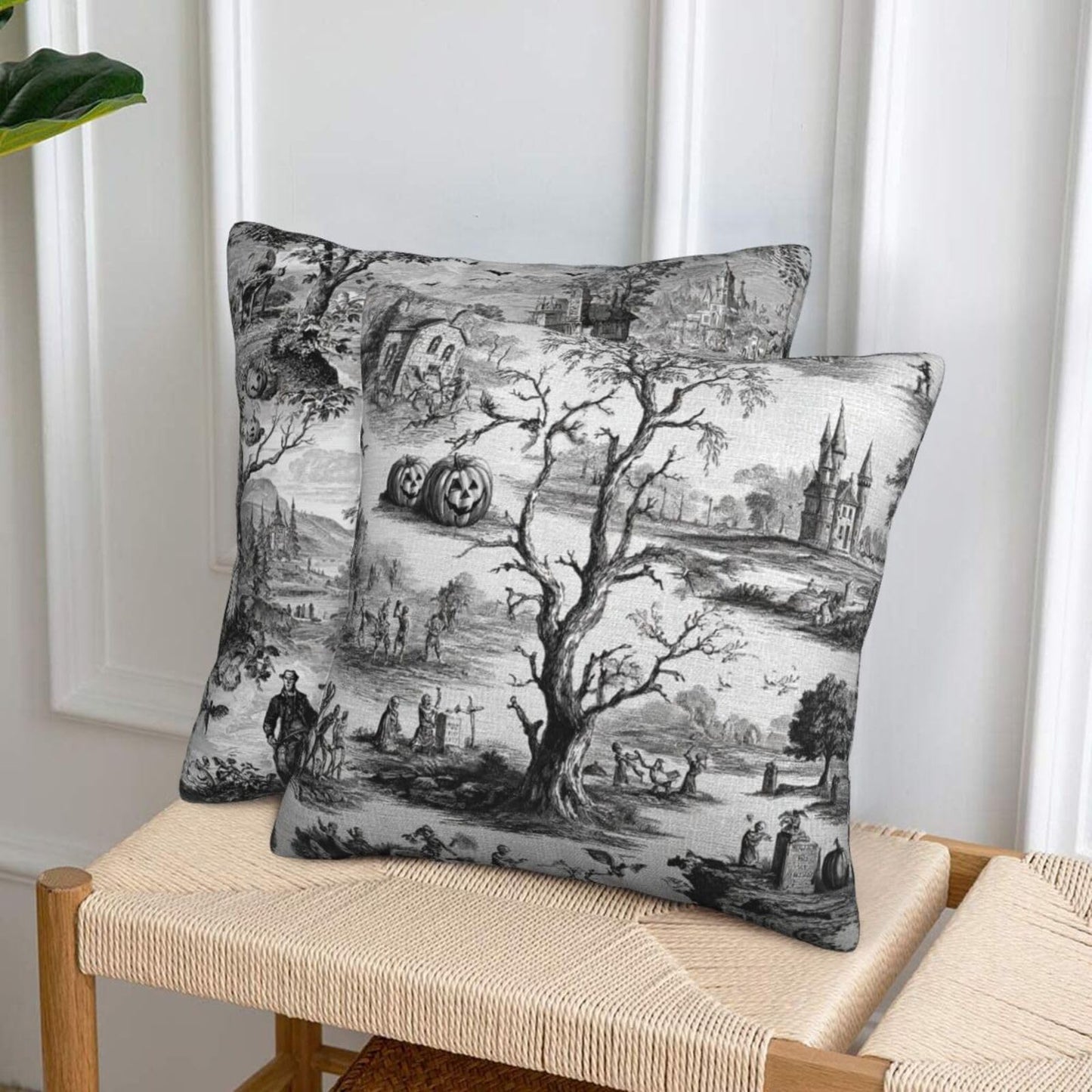Ecixzyo Halloween Throw Pillow Covers 18x18 Set of 2 Square Pillow Case for Home Decor Couch Room