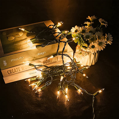 MULTI-SPARKING Clear Christmas String Lights - 35 Count Warm White Mini Lights, 8.5 Feet Green Wire, Indoor/Outdoor Use