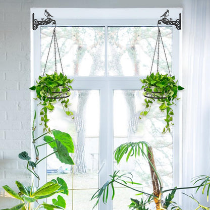 4-Pack Aesthetic Wall Plant Hanger Indoor and Outdoor – 10 Inch Metal Hanging Plant Bracket with Beautiful Bird Pattern – Heavy Duty Plant Hooks for Hanging Plants, Bird Feeder, Wind Chime, Lantern