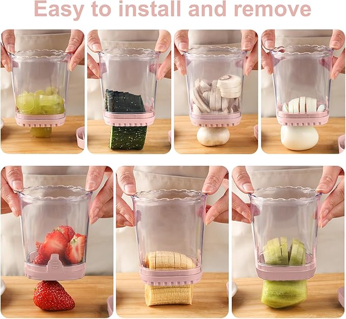 Fruit Slicer Cup: Strawberry Slicer, Strawberries Cutter Cup, Speed Cutter for Banana Grape Egg Kitchen Portable Slicing Tool(Pink)