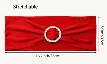 SINSSOWL Wedding Red Chair Sashes 100 Pack Spandex Chair Bows Bands with Buckles for Party Birthday Bridal Shower Engagement Banquets Anniversary Christmas Outdoor Events Decorations (Red)