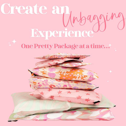 10x13 Designer Poly Mailer 100 Pack Heavy Duty Waterproof Self Seal Shipping Bags for Small Business Large Mailing Envelopes Bulk Tear Resistant Cute Packaging Seeing Stars Pink