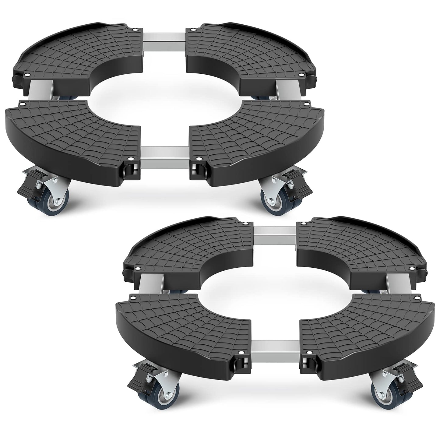 VANCASTLE Plant Caddy with Lockable Wheels Heavy Duty 450lbs Capacity, 15-22 Inch Adjustable Plant Stand with Wheels Rolling base, Plant Dolly for Flower Pot Mover Indoor Outdoor, Black, 2 Pack