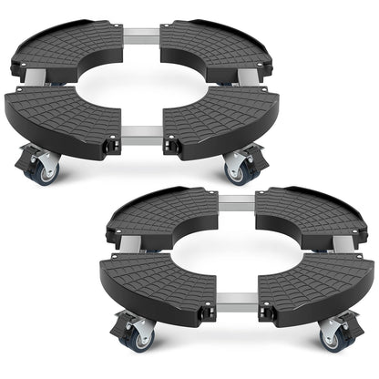 VANCASTLE Plant Caddy with Lockable Wheels Heavy Duty 450lbs Capacity, 15-22 Inch Adjustable Plant Stand with Wheels Rolling base, Plant Dolly for Flower Pot Mover Indoor Outdoor, Black, 2 Pack