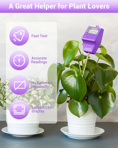 Dr.meter Soil Moisture Meter Tester for Plants, Hygrometer Moisture Sensor for Houseplants Indoor Outdoor Garden Lawn Use - Plant Water Meter Gauge Test Kit, No Battery Needed - Gardening Gifts