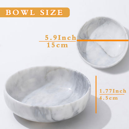 CM CHIC MONDAY Candy Dish, Marble Candy Bowl for Office Desk, Hard Candy Dispenser Servers, Entry Way Table Home Decor, Nut Dish (White&Grey, 5.9 INCH)