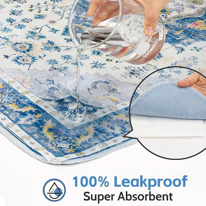 Washable Pee Pads for Dogs, 2 Pack Reusable Puppy Training Pads 48"x32" Super Absorbent Waterproof Dog Training Pads, Non-Slip Potty Pads, Whelping Pads Litter Mat Blue Medallion