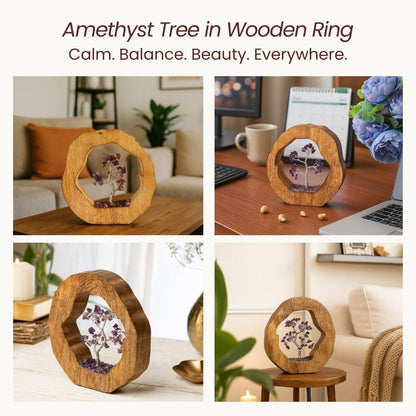 RITUALISTIC Amethyst Crystal Tree of Life in Wooden Ring - Spiritual Gift for Energy Flow & Chakra Healing, Gemstone Bonsai Tree, Home Decor, Wealth & Luck|Perfect for Gift with Valentine's Day Gifts