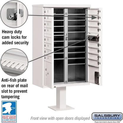 Salsbury Industries 3316WHT-U 16 A Size Doors, Type III Cluster Box Unit, White, for use with USPS Lock