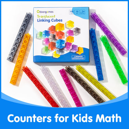 Odoorgames Translucent Linking Cubes – Engaging Math Toy, Light Table Manipulatives, Math Blocks for Early Learning and Creative Play