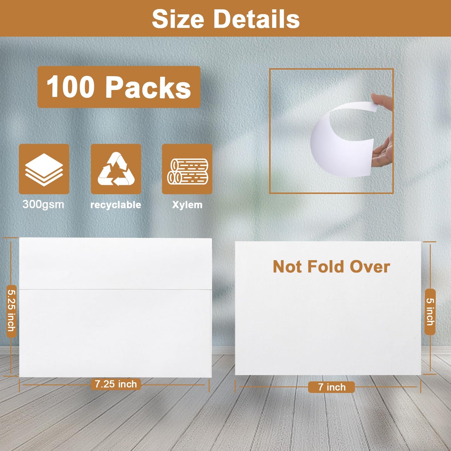 Silunkia 100 Packs White Single Panel Blank Cards and Envelopes 5 x 7 Heavy Flat Cardstock and A7 Envelopes Self Seal for Wedding Invitations, Birthday Party, DIY Greeting Cards, Graduations