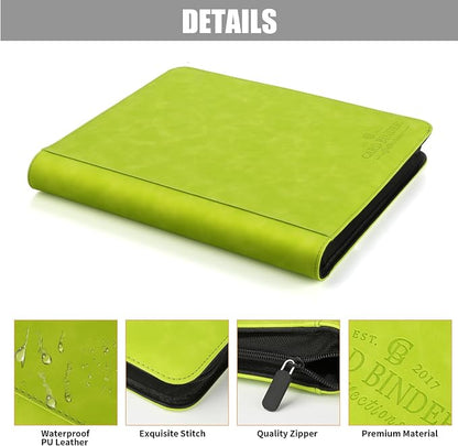 Toploader Binder,Toploader Hard Cases, 9-Pocket Pages Sleeves Hold up 288 Cards.Toploader Card Binder with Sleeves for “3×4” rigid，Card Holder(Grass Green)