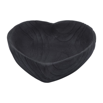 Set of 2 Wooden Decorative Bowls – Accent Bowl Set for Everyday Display, Coffee Table or Entryway Styling – Heart Shape Design for Soft, Sculptural Impact, Home Decor – 10" & 8", Black