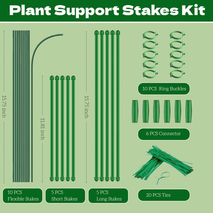 Plant Sticks Support Tall, 56Pcs Extendable Plants Stakes, Sturdy Monstera Plant Support, Natural Stakes for Indoor Plants Begonia Orchid Tomato