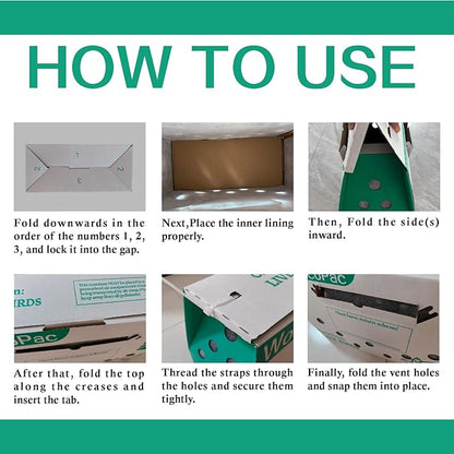 12 Pack Single Live Bird Shipping Boxes, Live Chicken Shipping Boxes, Poultry Shipping Boxes has Ventilation Openings, Cardboard Pet Carrier for Chicken, Bird, Duck, Pigeons, Canaries 17.7x7.8x11.8 in