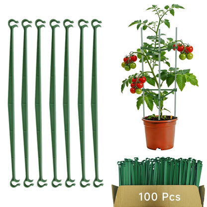 100pcs Garden Stakes Arms for Tomato Cage, Plant Trellis Connectors, Attach 0.43 Inch Dia Tomato Stakes and Plant Stick Supports, 11.8in Plastic Connecting Rod (11mm, No Stake)