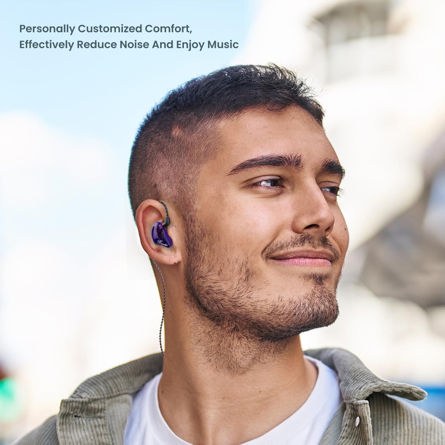 BASN Triple Driver in Ear Monitors Bmaster in-Ear Headphones with Silver-Plated MMCX Cable Ideal Earphones for Musicians Sound Engineers and DJs (Violet)