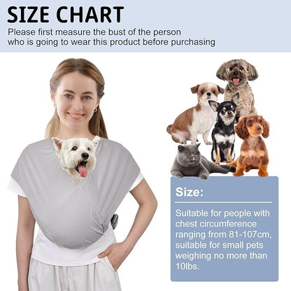 CUBY Swaddle Dog Sling Carrier for Small Dogs, Front Pet Sling Carrier Chest,Hands Free Adjustable Cat Sling Carrier Soft Cotton Reducing Pain Puppy Sling Carrier for Small Pet Up to 10lb (Light Gray)