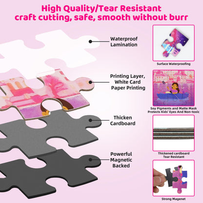 Magnetic Puzzles for Toddlers 3-5 60PCS 3 Princess Themes Puzzle Magnetic Puzzles for Girls 4-6 Travel Puzzles or Airplane/Car/Road Trip Gift Toys for Girls 4-8 Years Old