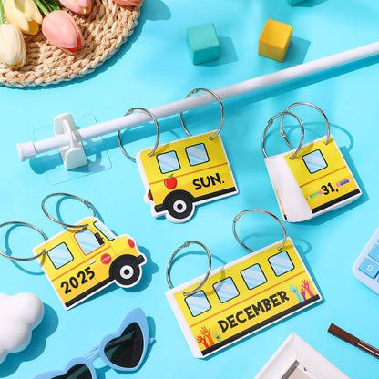Containlol School Bus Calendar Bulletin Board Set Flip Calendar for Classroom Teacher Adjustable with 54 Yellow Week Month Day Year Cards Rod O-ring for Back to School First Day Elementary Wall