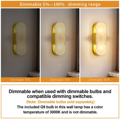 PNJXSRJH Natural Alabaster Wall Sconces, Modern Marble Gold Wall Sconce 14 inch Indoor Wall Lighting for Bedroom Bathroom Living Room Stairs (1-Pack)