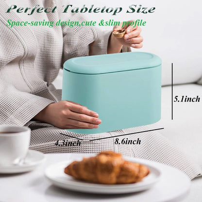 LTWQLing Mini Trash Can with Lid - Removable Small Garbage Can, Tiny Plastic Trash Bin, Pop Up Countertop Wastebasket, Counter Garbage Lint Bin for Bathroom,Office,Kitchen,Desk,Coffee Table(Sky Blue)