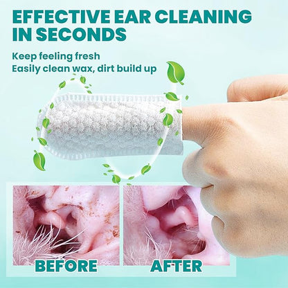 MEDUWEDU Ear Cleaner Finger Wipes 120 Counts, Dog Ear Cleaner, Grooming Kit Care for Dogs and Cats, Soft & Easy Otic Cleaning Pads, Remove Wax, Dirt & Stop Smelly, Itchy, Non-Irritating, Coconut Scent