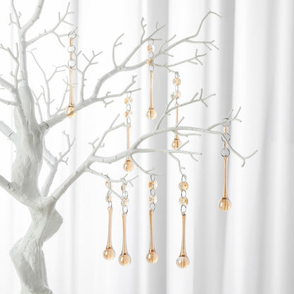10pcs Christmas Glass Teardrop Ornaments - Chandelier Champagne Crystal Glass Raindrop Ornaments for Christmas Tree Decorations