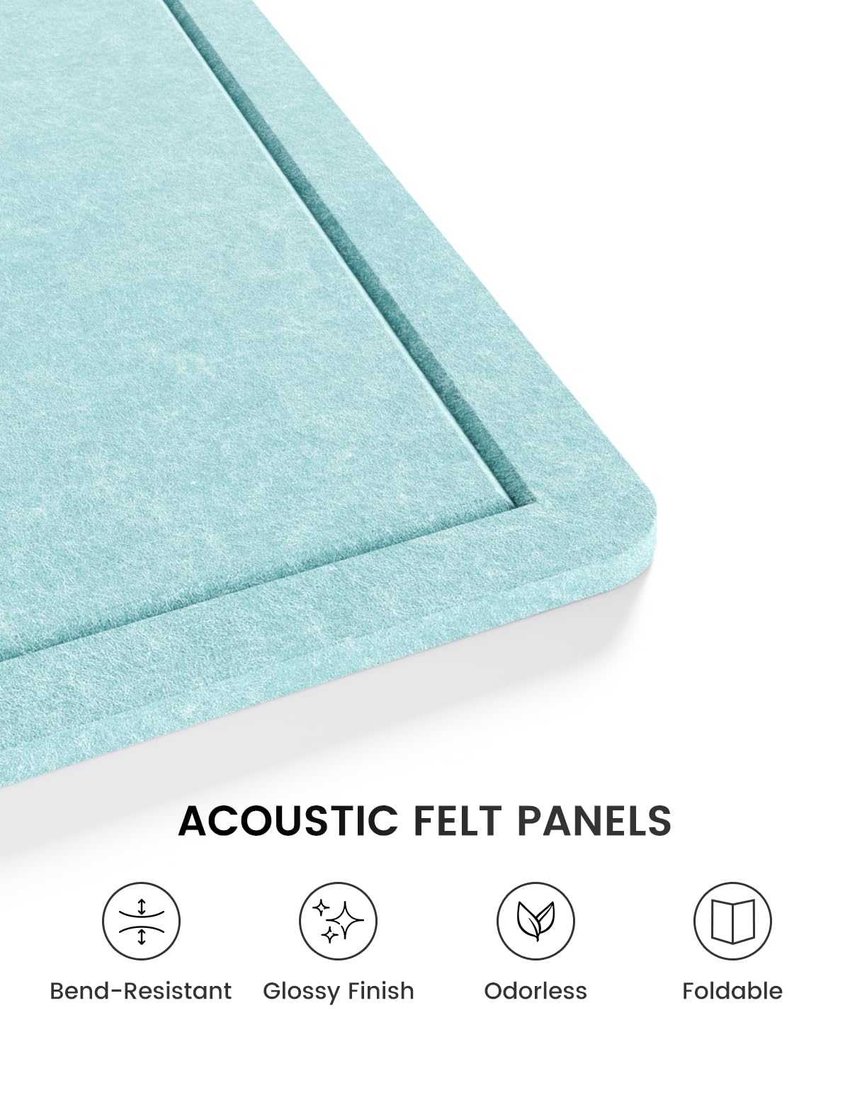 Fluxynara Bulletin Board,35.4" x 23.6" Cork Board Alternative with 12 Safe Removable Adhesive Tabs, Foldable Felt Pin Board for Home Office, Classroom, Bedroom,Entryway for Walls—Aqua Blue